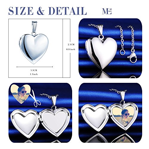 Miclee Women Photo Locket Necklace Heart Shape Locket Necklace Includes 19.7 Inch Stainless Steel Chain With Gift Box #TOP2
