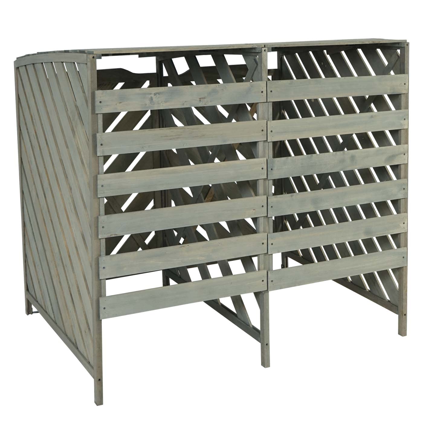 Mendler XL 2er-/4er-Mülltonnenverkleidung HWC-J44 121x133x98cm Holz - grau | Mülltonnenbox, erweiterbar MVG-zertifziert