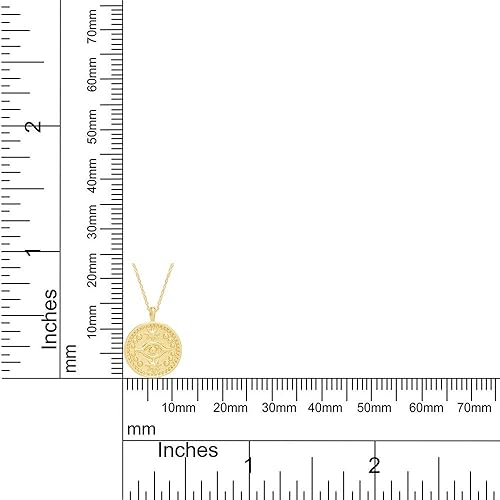 Miniatura 5 de AFFY Collar con dije de moneda de mal de ojo en oro de 14 quilates sobre plata esterlina para mujer con cadena de cuerda de 18 pulgadas