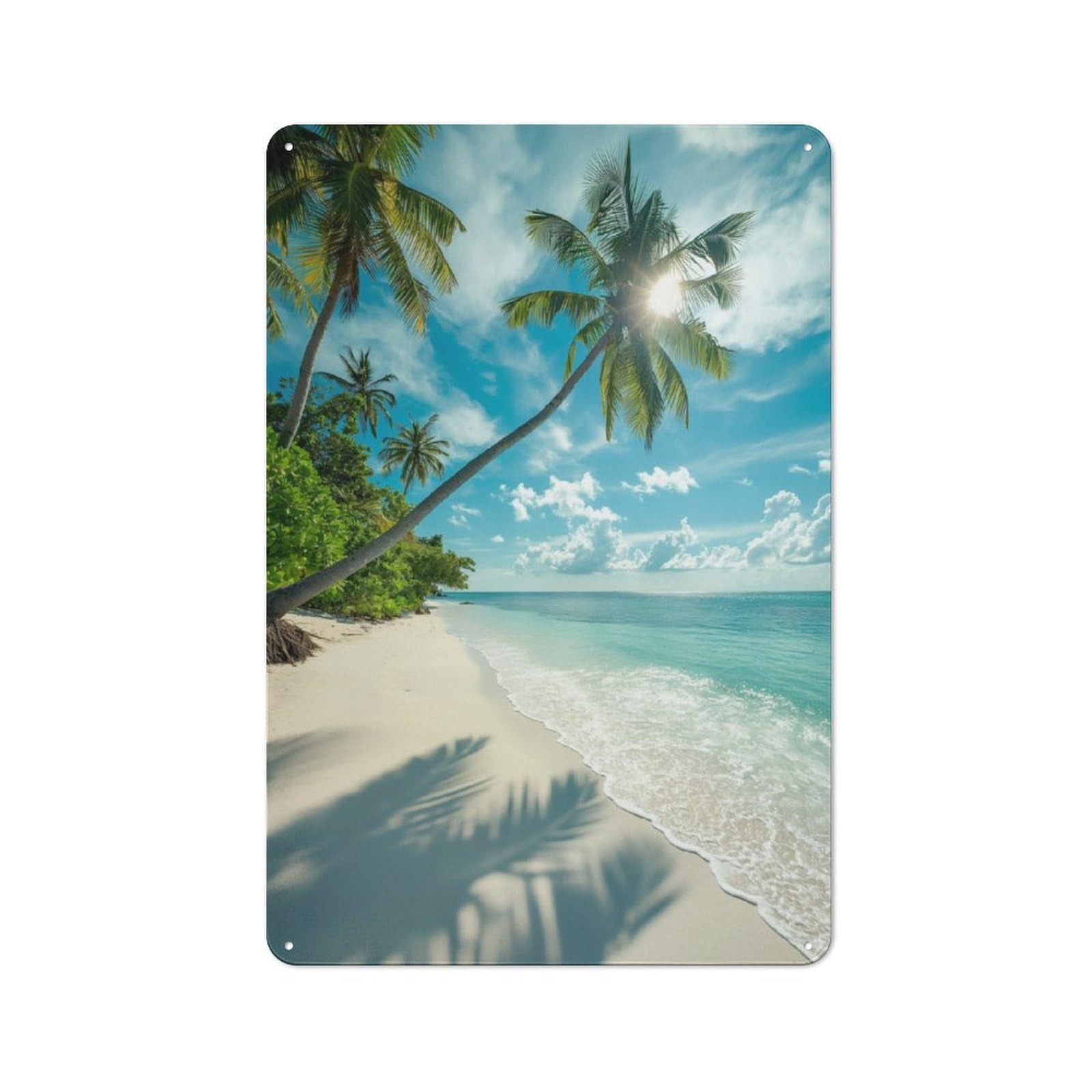 Junmoney Tropical Beach Serenity Vintage Metal Plaque 30X20cm Featuring For Pub Or Café, Suited To Café Interior Fans