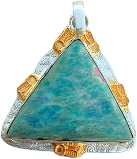 Ruby Zoisite Pendant, Triangle Shape Pendant, Two Tone Pendant, Silver Plated, Healing Crystal Pendant, Halloween Gifts, OOAK Jewelry, Chakra Necklace, Trillion Pendant, Handmade Pendant