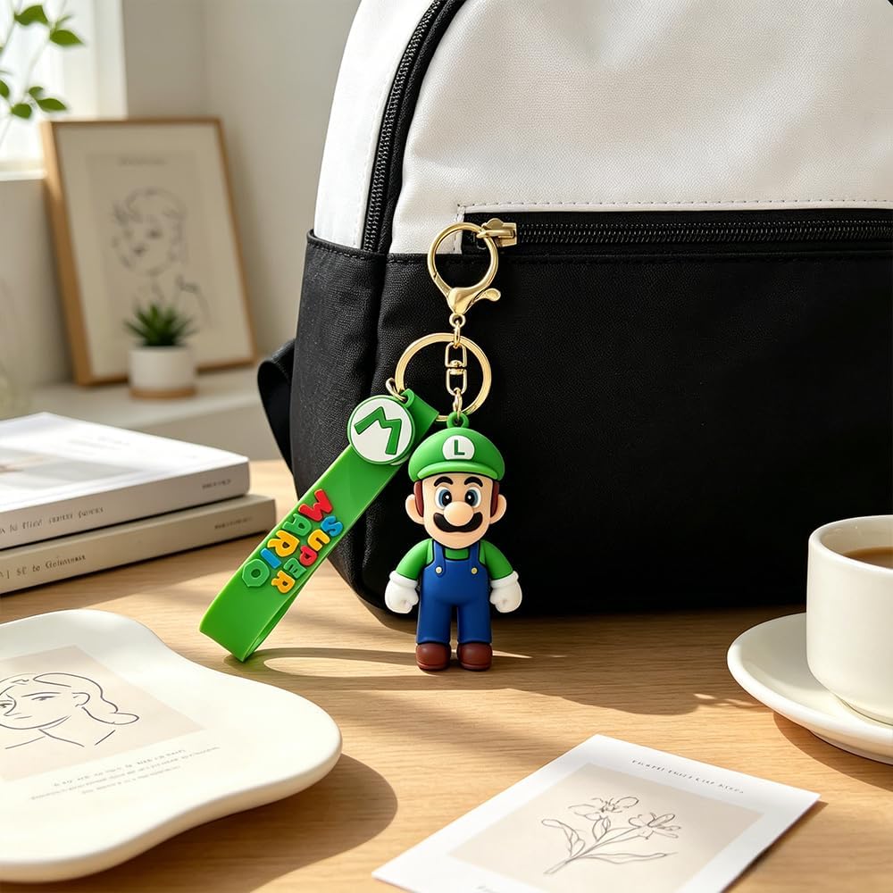 ACZHHZC Mario Keychains, Cute Backpack Key Chain Accessories, Fun Keyring Jewelry Gift for Men and Women