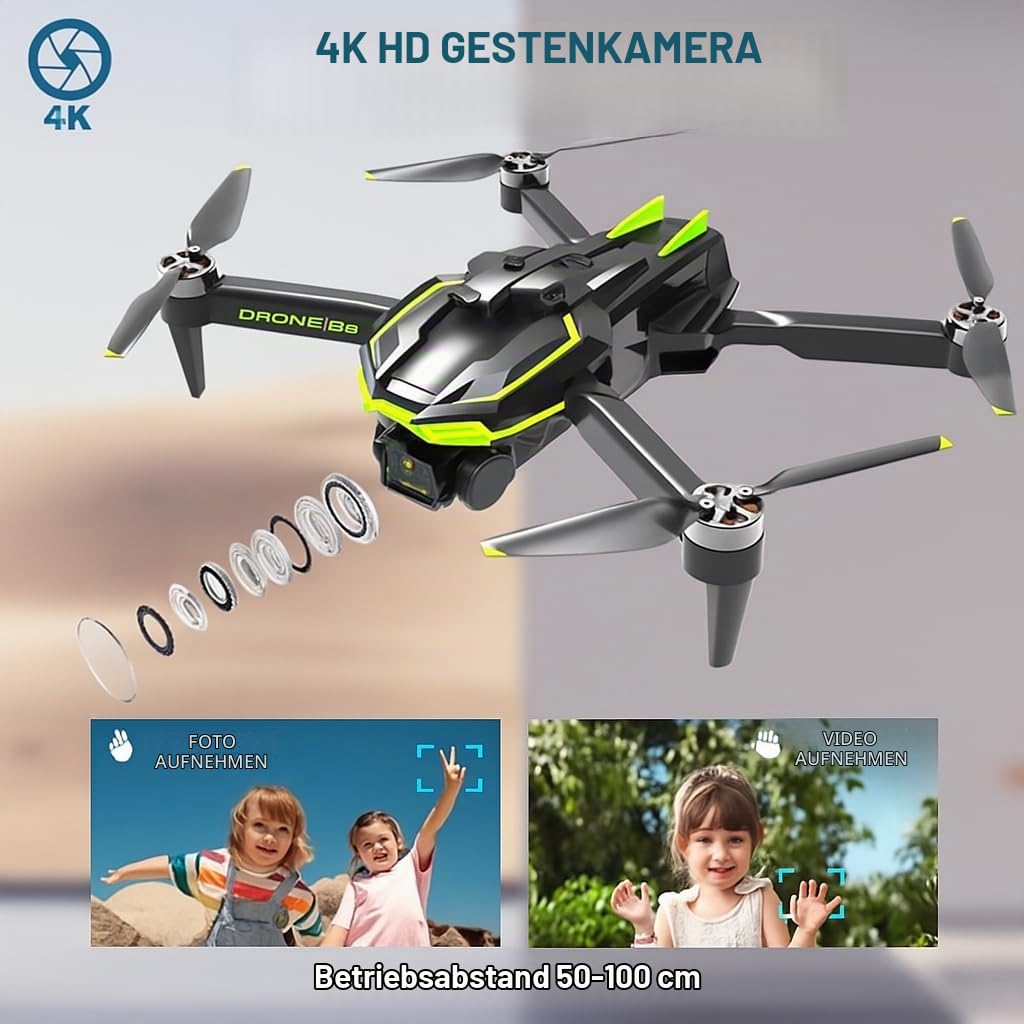 Drohne mit Kamera 4K für Kinder Anfänger, Bürstenlosem Motor RC Quadcopter, Start mit einem Knopf/40 Min Lange Flugzeit/Höhenhaltung, Spielzeug und Geschenke für Jungen
