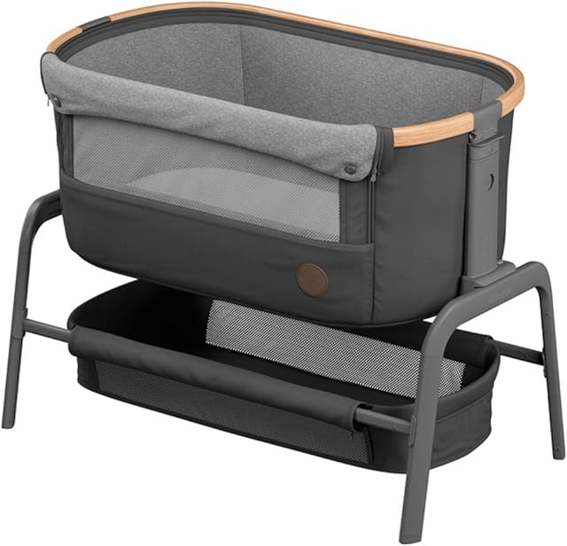 Maxi-Cosi Iora Co-Sleeper, Bedside Crib with Easy Slide Function, Suitable from Birth, 0 Months - 9 kg, Essential Graphite (Pack of 1)