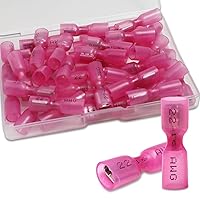 Vista 16 de 100 conectores de pala, terminales de pala termorretráctiles 16-14 AWG, conectores de alambre hembra