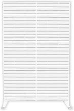 Kozyard Metal Privacy Screen 74" H x 47.2" W Decorative Outdoor Divider with Stand Panels Freestanding Screen Set for Deck Patio Balcony Garden Outdoor&Indoor (White/Horizontal Slat)