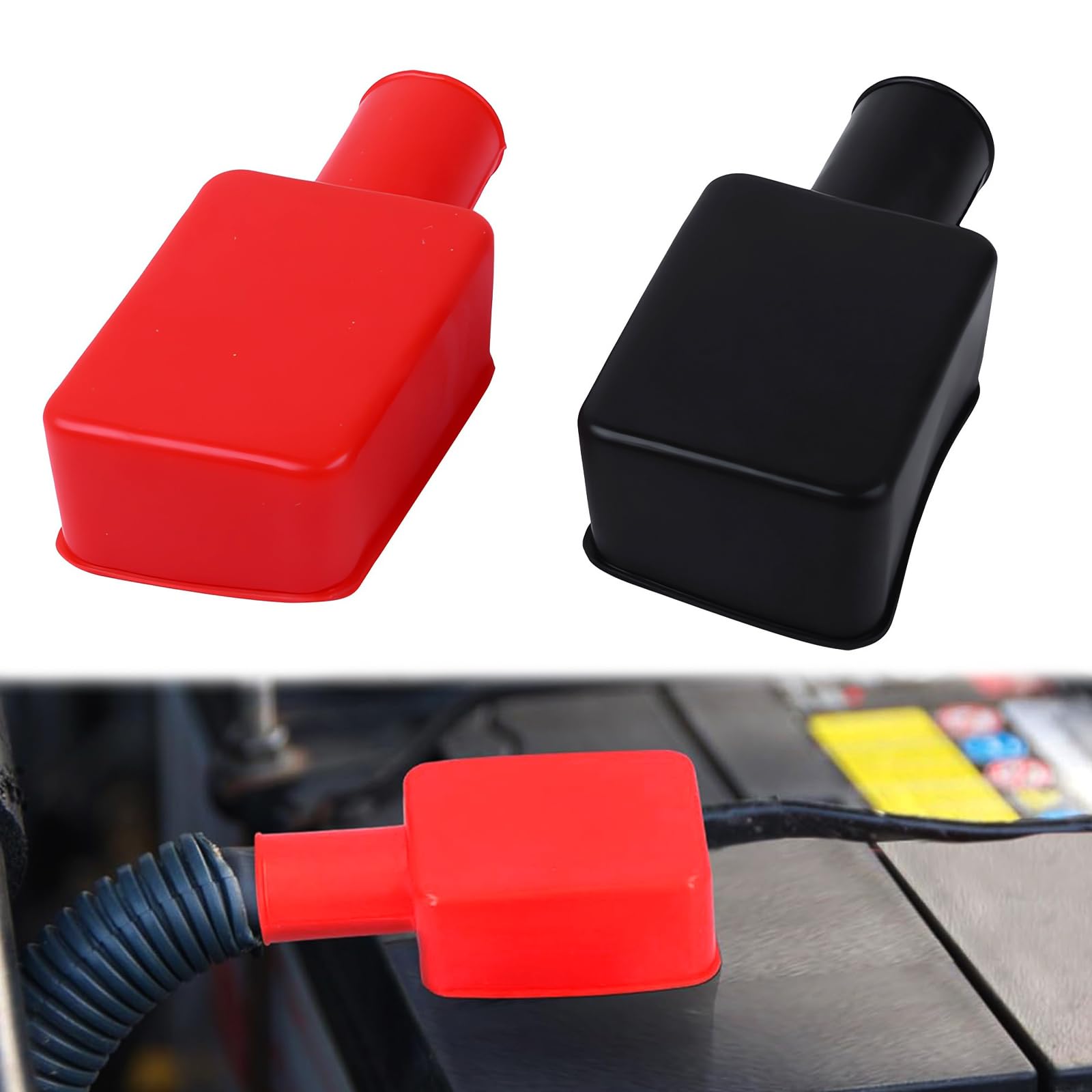 EUYKQNOI 2Pcs Battery Terminal Covers,Battery Terminal Insulator Covers,Positive Negative Insulating Stud Covers Battery Terminal Protector Soft Rubber Insulator Post Cap for Automotive Motorcycle Tru