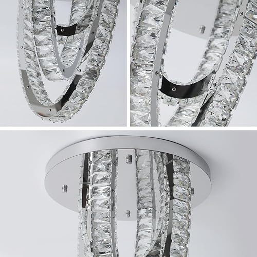 Miniatura 48 de Moderno candelabro de cristal LED, iluminación empotrada, lámpara colgante con control remoto para sala de estar, comedor, dormitorio, isla