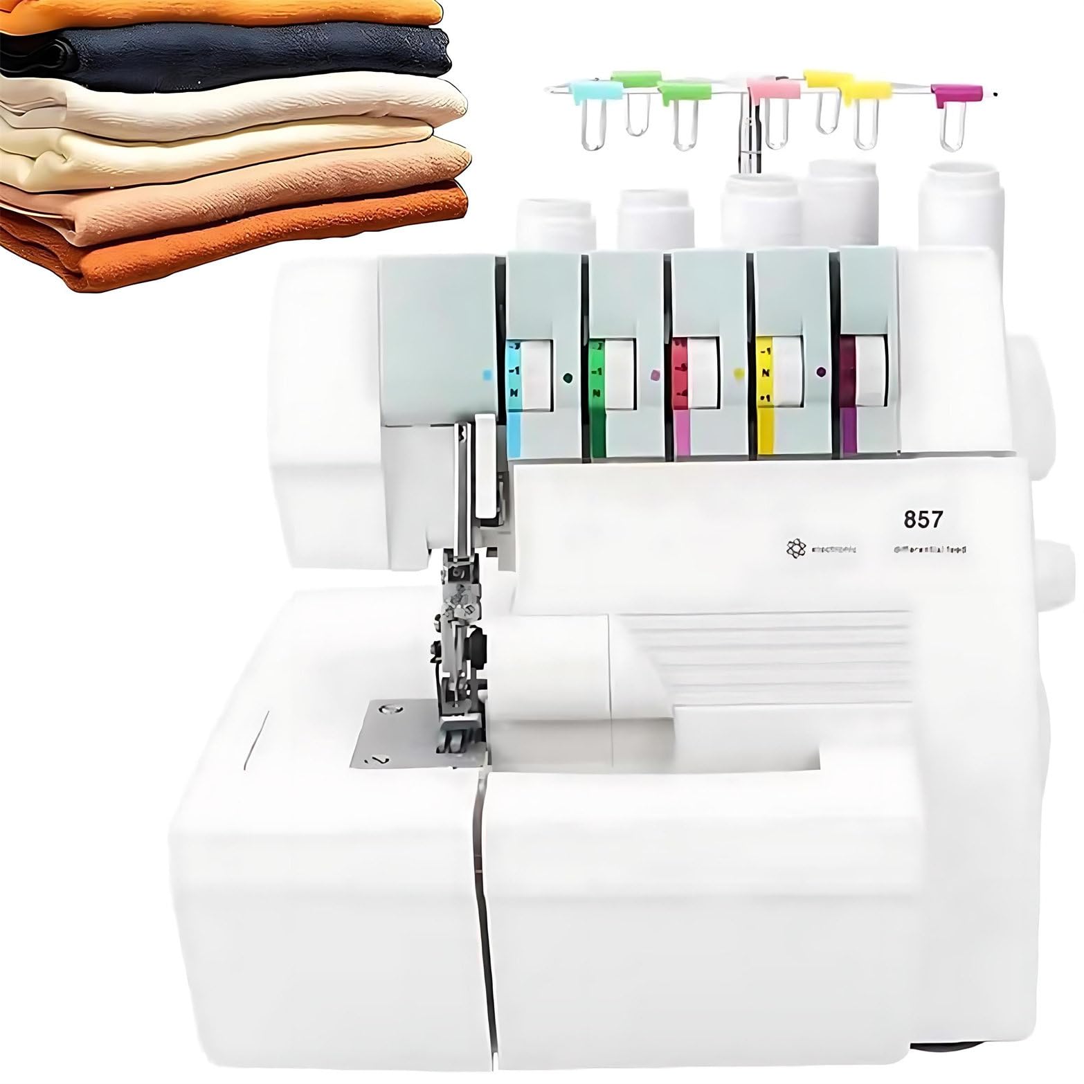 Nuxyyds Serger Overlock Machine with 2/3/4/5 Thread Capability, Built-in Snap-on Presser Feet, Professional Heavy-Duty Coverstitch Serger, Adjustable Differential Feed