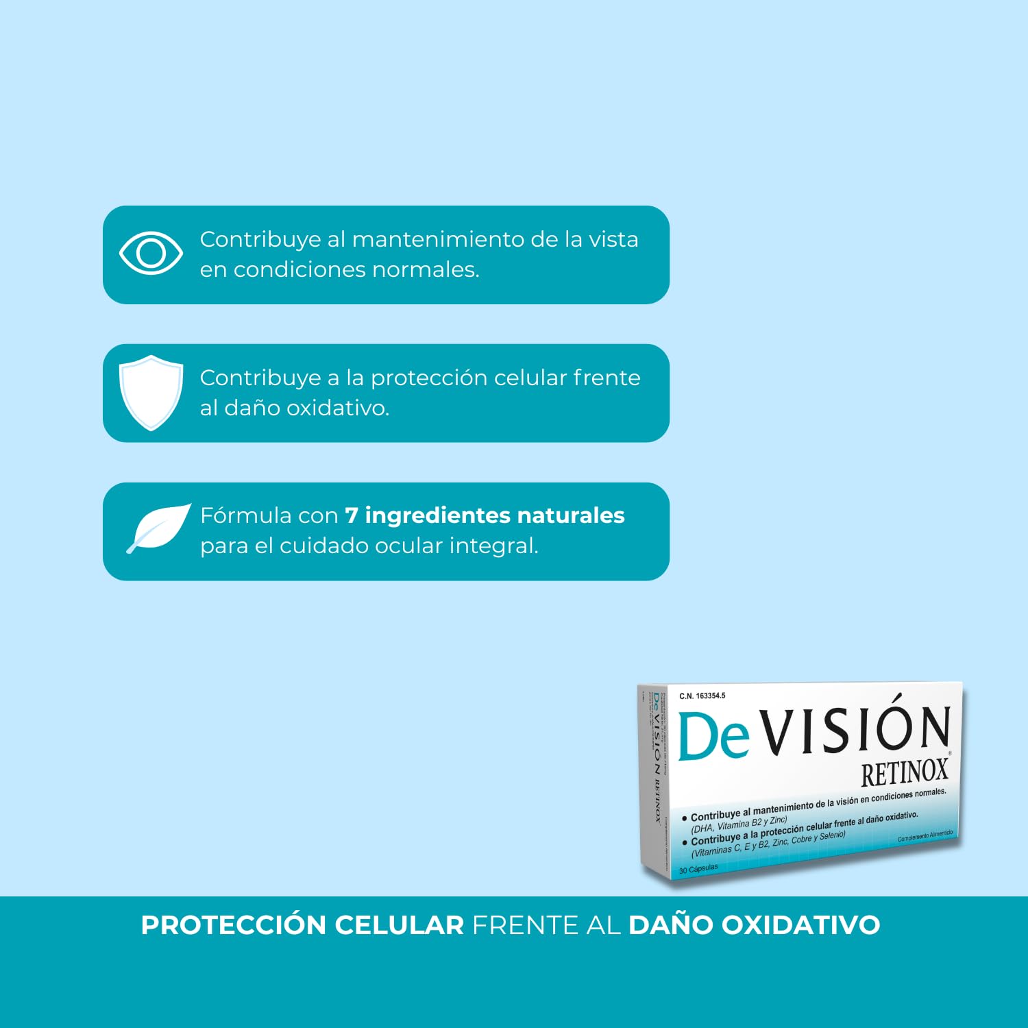 Devisión Retinox 30 Cápsulas - Pack de 2 Unidades - Ayuda al Mantenimiento de la Vista y a la Protección Celular frente al Daño Oxidativo - con DHA, Luteina, Vitaminas y Minerales