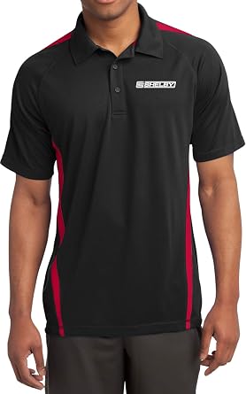Ford Mustang Shelby Crest Pocket Print Colorblock Polo, Black Red 2XL