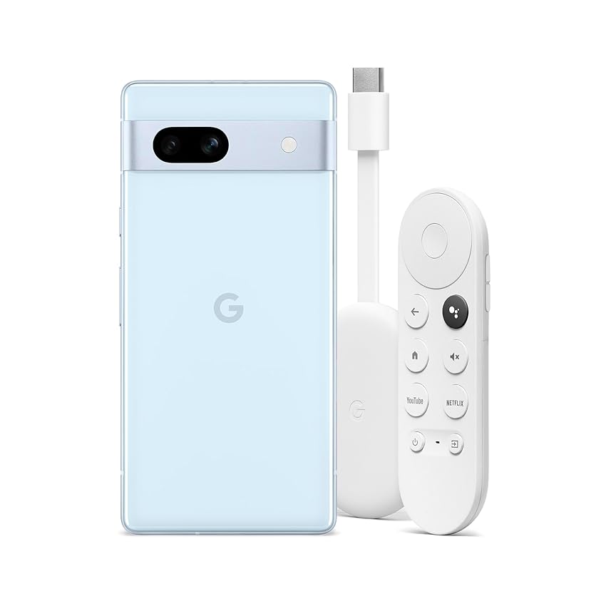 Immagine del prodotto Google Pixel 7a - Cellulare 5G Android Sbloccato con Grandangolo e Batteria Che Dura 24 Ore - 128GB - Celeste, con Chromecast TV (HD) Bianco Ghiaccio