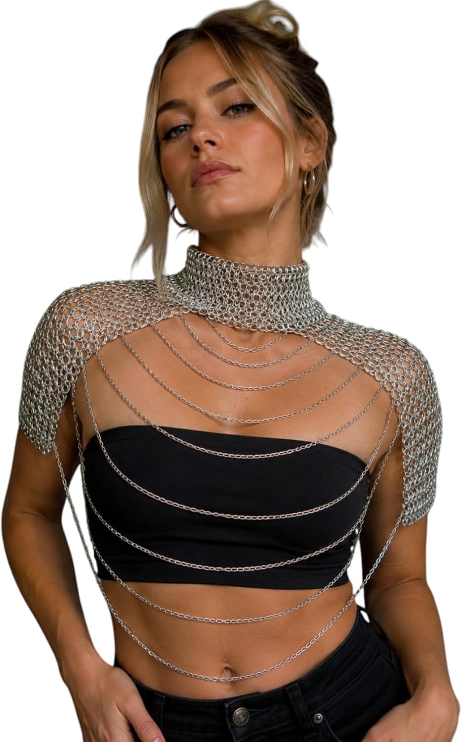 Women's Women’s Aluminium Chainmail Top Gothic Armor – Medieval Chainmail Crop Top for Cosplay, LARP & Renaissance FestivalChainmail Top 16 Gauge 10mm Rings Gothic Armor for Cosplay LARP Costume