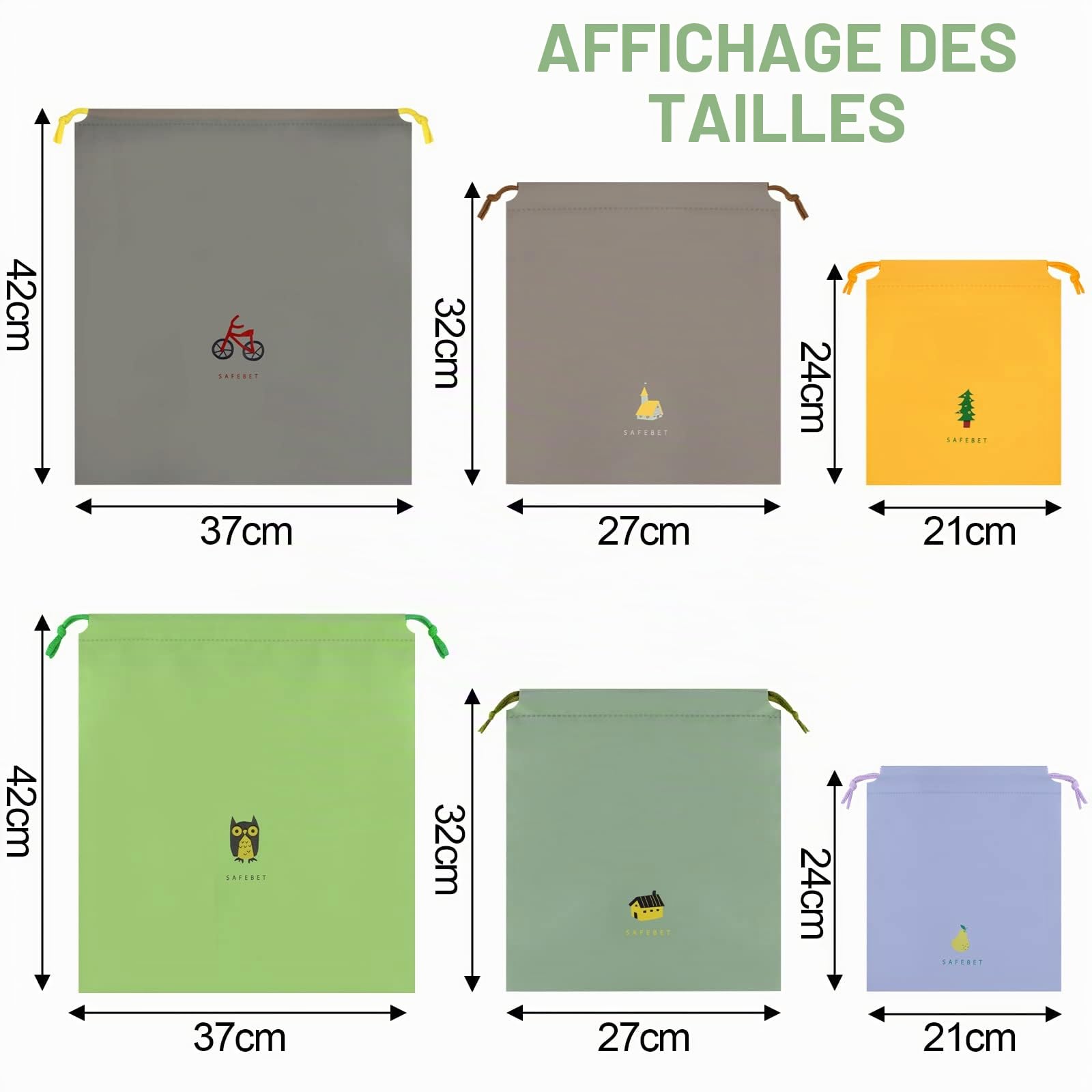 Annhao Sac Imperméable avec Cordon 10 Pcs Sac à Cordon Sport Gym Organisateur de Bagages Imperméable