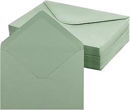 Envelopes, Pack of 50 Envelopes with Wet Seal, 120 g/m² Envelope for Greeting Cards, Wedding Invitations, Birthday Cards, Letter Envelope (Green, 13.3 x 18.3 cm)