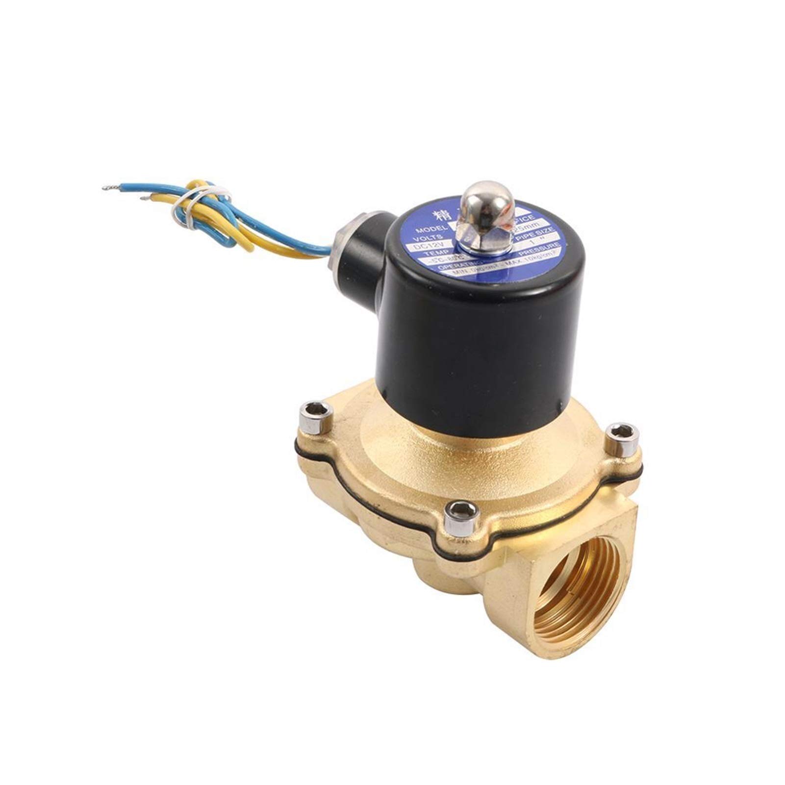 Buy G1'' Brass Solenoid Valve N/C 12V 24V 220V Water Air Inlet Flow Switch Water Heater Valve