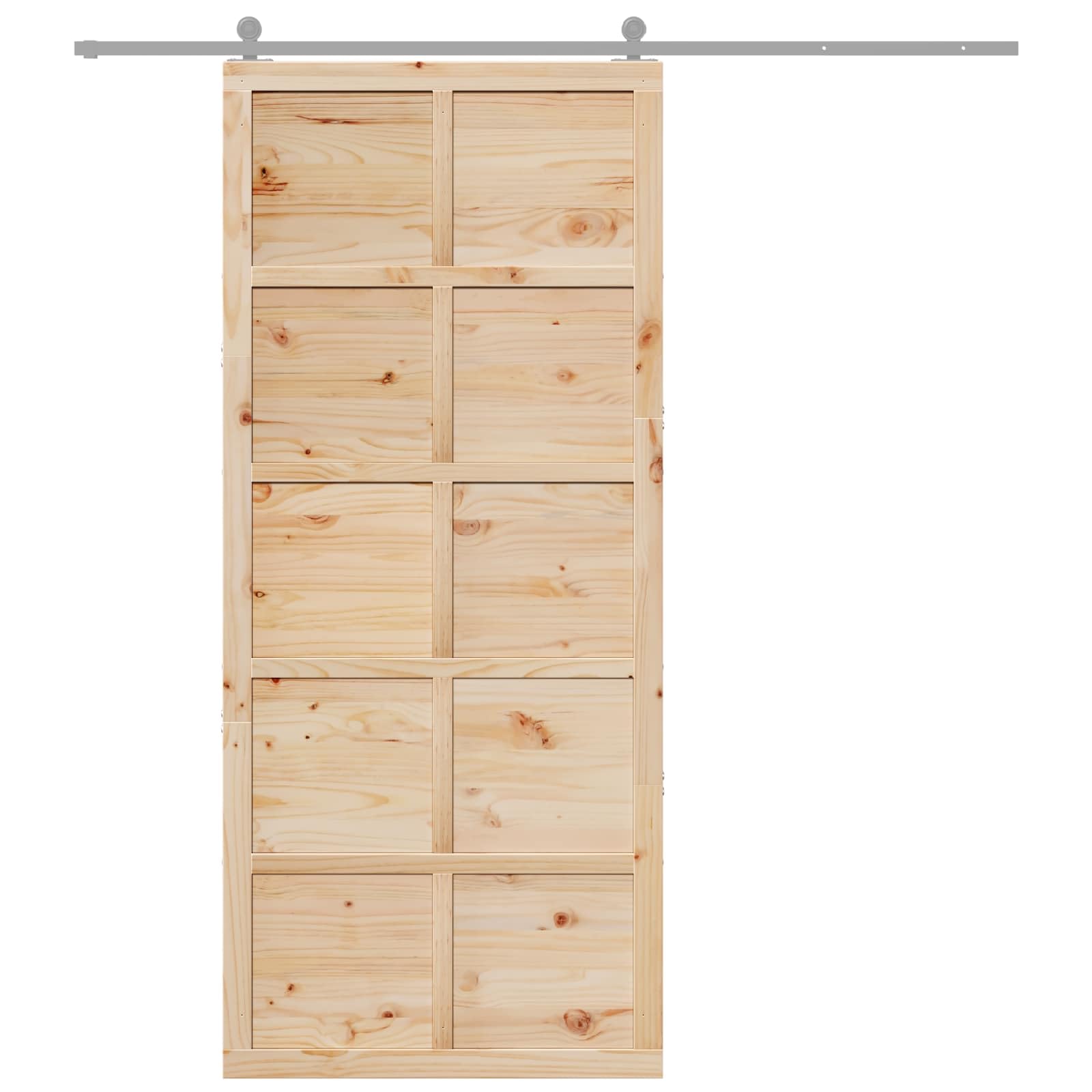 vidaXL Porte de grange Naturel 90 x 2,5 x 208 cm Bois de pin massif, Porte de grange en bois rustique, coulissante pour salon, séparation d'espace, décoration intérieure