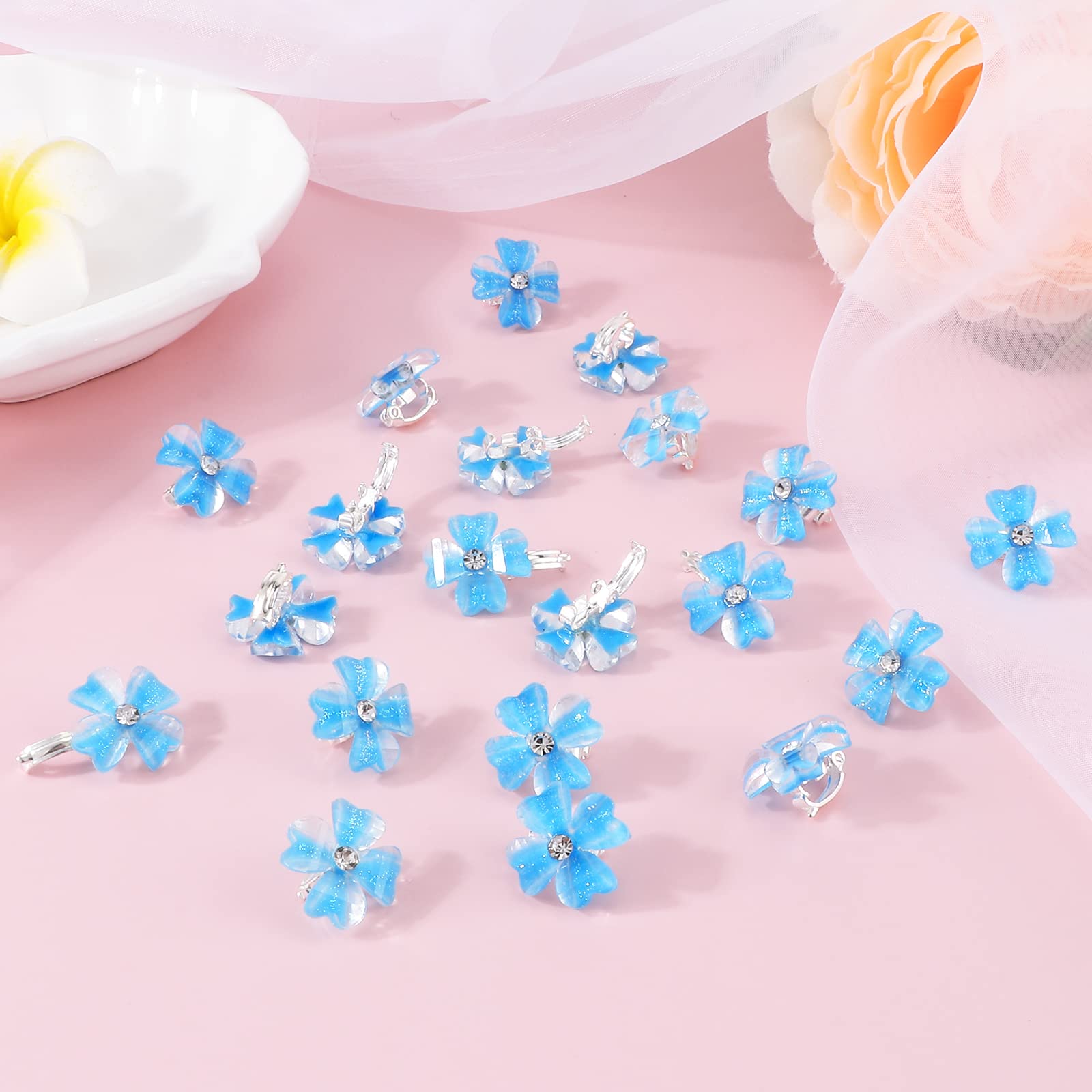 Amazon.co.jp: YISSION ミニブルーフラワーヘアクリップ ライン