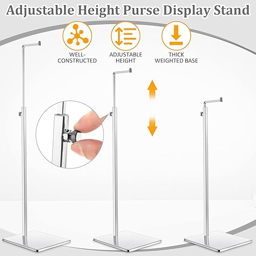 Vista 10 de Maitys Paquete de 4 soportes de exhibición para bolsos, soporte de exhibición de bolso de altura ajustable, estante de exhibición de bolsa de metal