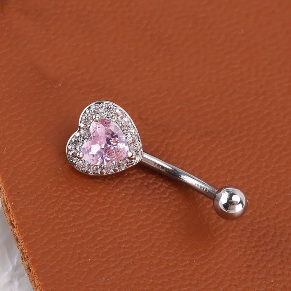 16G Pink CZ Heart Eyebrow Rings for Women Dainty Surgical Steel Eyebrow Curved Barbell Eyebrow Piercing Studs Rook Earrings Sparkling Body Piercing Jewelry - Image 4