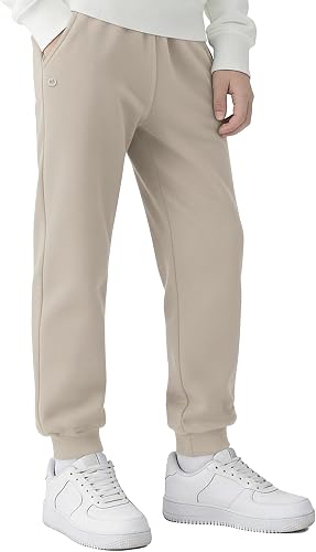 PATPAT Kids Dual-Tech Sweatpants –Warmth-Boost & One-Way Wicking Quick-Dry Tech Pants, Boys & Girls Athletic Fleece Jogger, Khaki, S