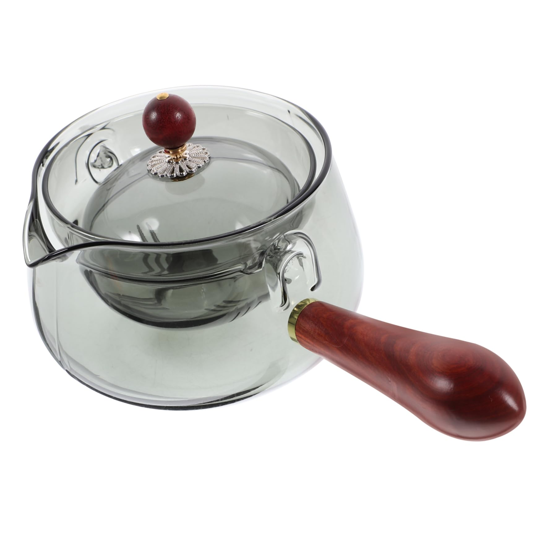 Mikinona Tetera de Vidrio con Infusor Giratorio Grados Tetera de Diseño con Asa Lateral para Preparar Casa o Oficina
