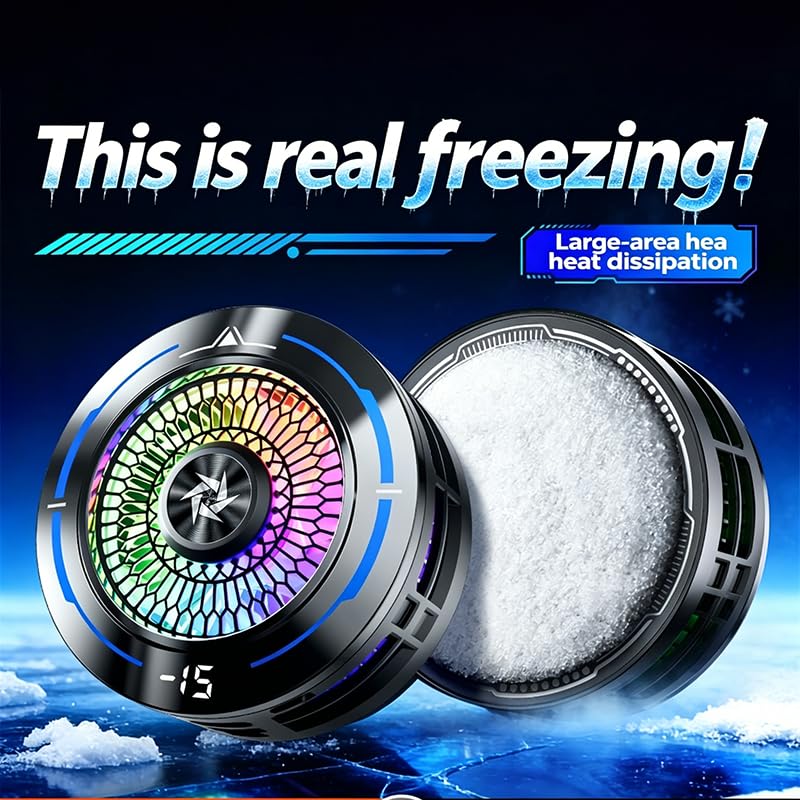 Image of Cubonic SL91 Mobile Game Phone RGB Cooler Semiconductor Heatsink with 3 Gear Speed(P2, P1, AI), LED Temperature Display, Type C Radiator Radiator for Gaming /Streaming /Editing