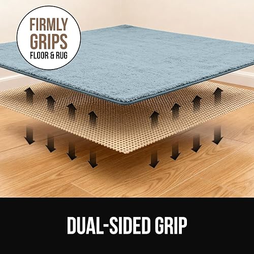 Vista 3 de GORILLA GRIP Almohadilla de agarre extra gruesa de doble cara para suelos de madera dura, transpirable, antideslizante y antideslizante debajo