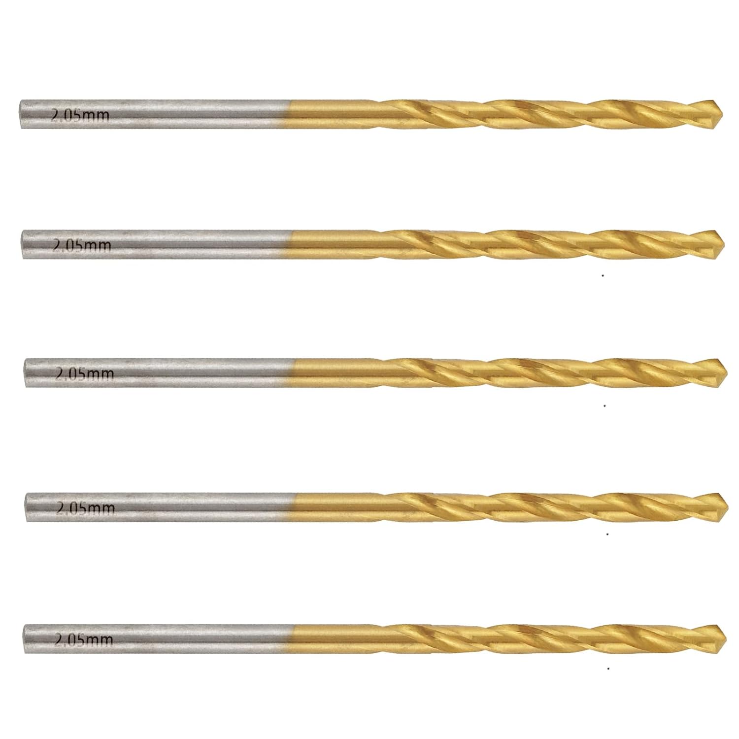 5.0mm Drill Bit, M2 High Speed Steel Titanium Coated Metric Drill Bits Set for Metal Stainless Steel, 5 Pcs
