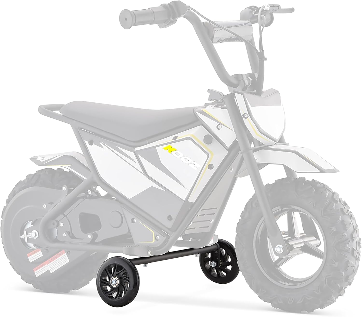 KOOZ HP120E Dirt Bike with training wheels installed