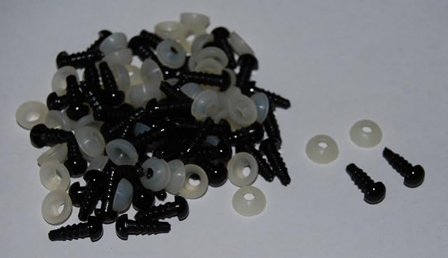 Pack of 50 Pairs - Solid Black Eyes Plastic Backs - 5mm - Safety Eyes for Soft Toy or Teddy Bear Making #1