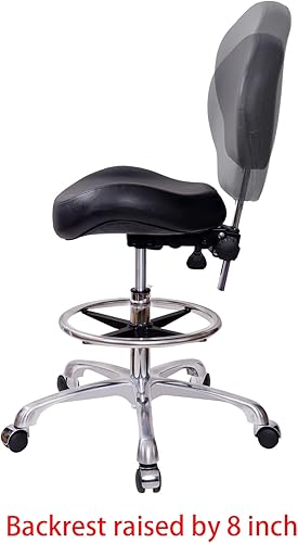 Miniatura 7 de Height Adjustable Rolling Stools Drafting Chair with Backrest & Foot Rest,Work from Home,Studio,Dental,Office for Desk,Salon,Art Studio,