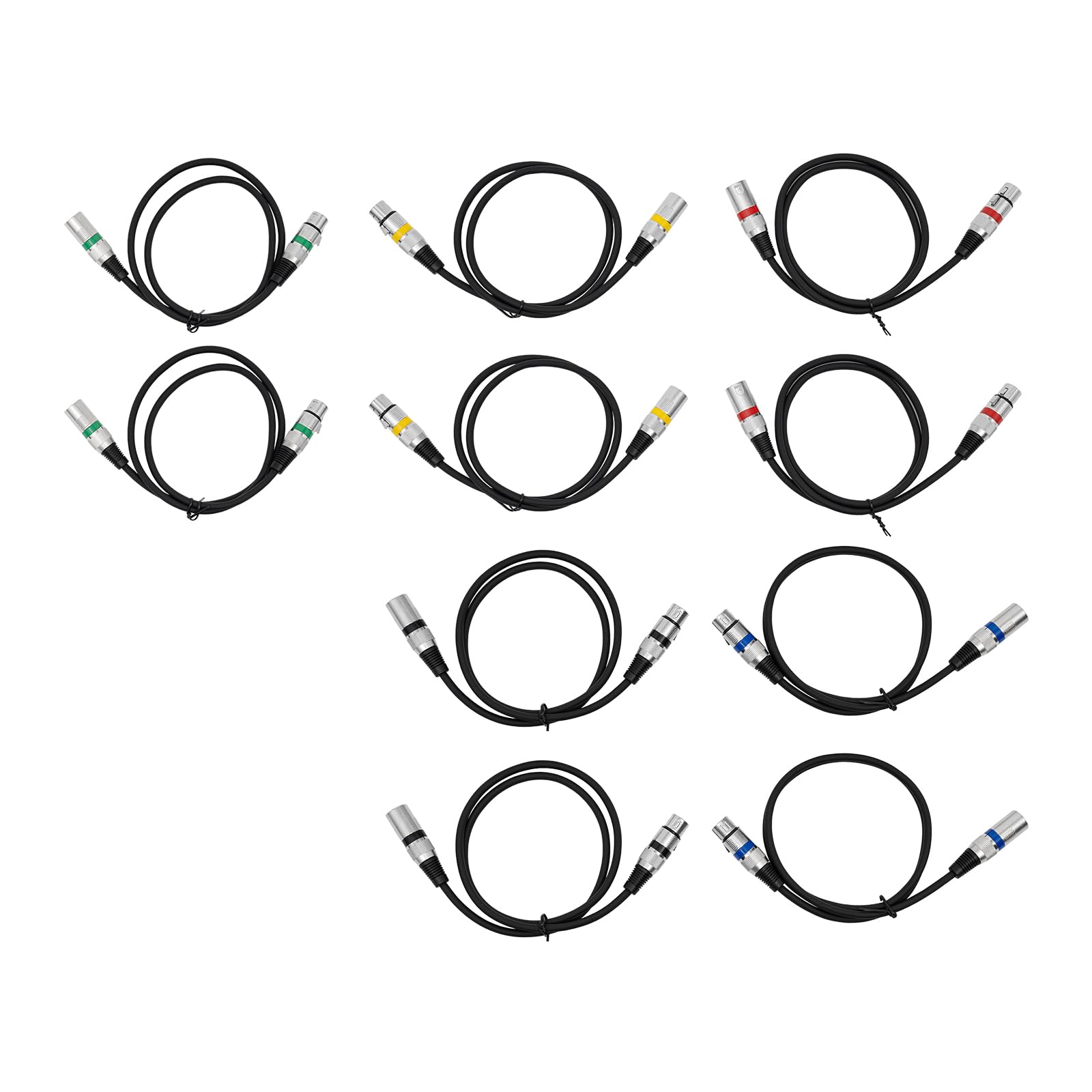 Cable DMX de 1 m negro de PVC con núcleo de cobre y blindaje multicapa – Conector de señal DMX Set de 10 cables de micrófono DMX para iluminación de escenario y control de luz