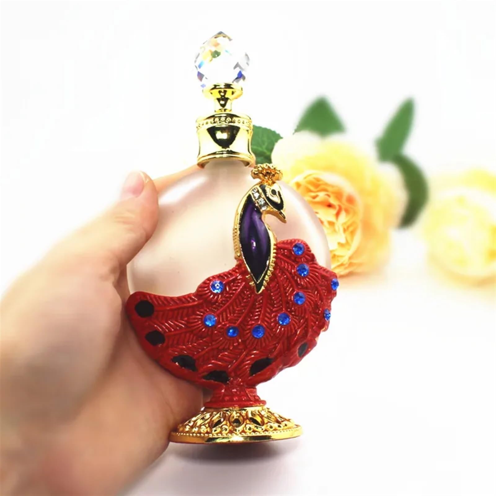 Rozpylacz do perfum, 30ml Metal Peacock Perfume Atomizer With Glass Dropper Multicolor(Gold)