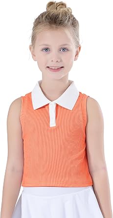Bezioner Girls Polo Shirts Sleeveless Tennis T-Shirts Collared Golf Shirt Athletic Tank Tops for Gym Workout Running