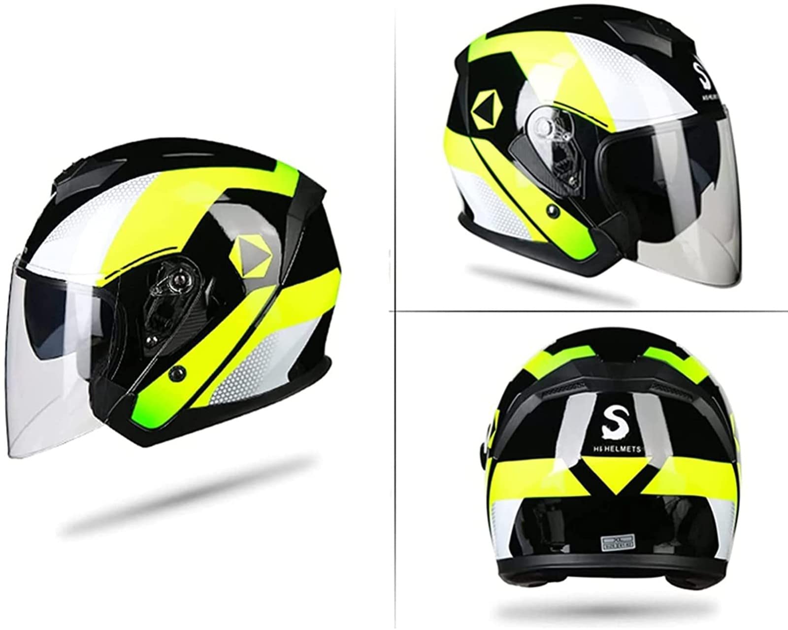 Kaski motocyklowe z otwartą twarzą dla dorosłych z podwójną osłoną przeciwsłoneczną, stylowy kask do rowerów Cruiser Atvs Scooter, certyfikat ECE przeszedł test kolizji, aby spełnić bezpieczeństwo na drogach D, M = 57~58 cm