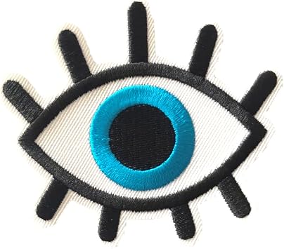 Lucky Evil Eye Patch, 3 inches - Hamsa Protection Amulet Blue Eye Jeans Patch, Embroidered - Iron-On/Sew-On for Jacket, Jeans, Quilt, Backpack