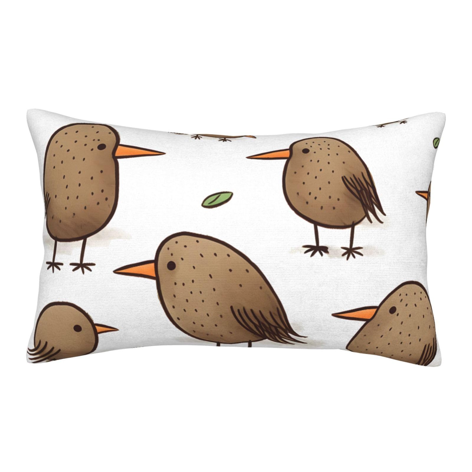 Velvet Pillowcases 20"x30" Ultra Soft Breathable Pillow Cases, Luxury Fuzzy Throw Pillow Covers with Zipper, Kiwi Birds Cute Pillow Shams All Seasons Decorative Cushion Cases for Couch