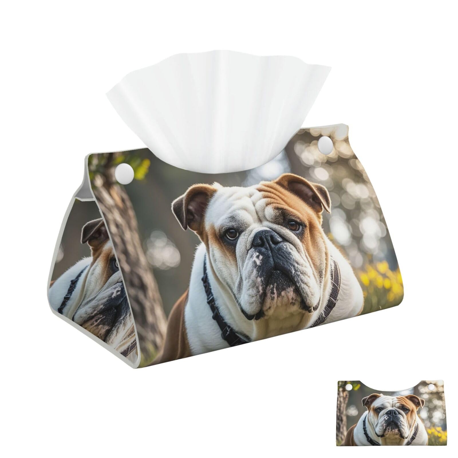 Funny English Bulldog Tissue Box Cover Square Cube Boxes