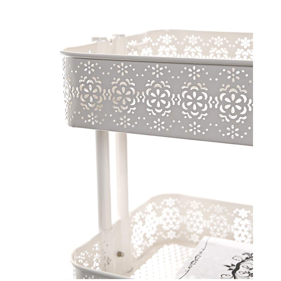 ZYFA Carrello Cucina a 3 Piani Servizio,Scaffale Portaoggetti Mobile, Multiuso, Salvaspazio Scaffale Rete Metallica Contenitori, in Legno Robusto Rotolamento Metallo,4 Ruote Girevoli