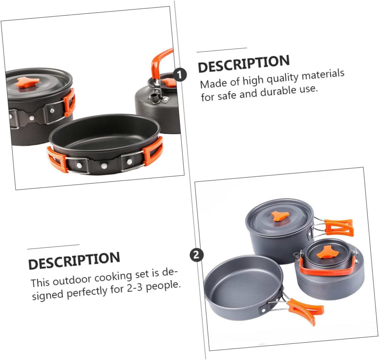 Portable Camping Pot Aluminum Cookware Kettle Cutlery for Hiking Picnic and Outdoor Cooking