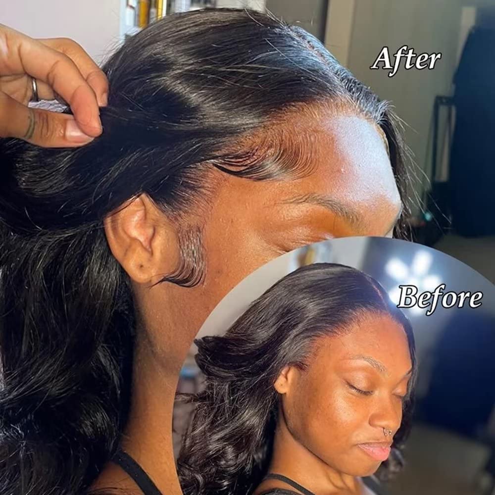 HD Lace Baby Hair Edge Strips Swiss Lace Curly Human Hair Baby Hair Edge For Women 2pcs Baby Hair Reusable More Natural Invisible Lace Edge Stripes Natural Black Color