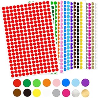 luoshaPUCY 4480 PCS 8mm Colorful Stickers Labels, Adhesive Labels Colorful Round Stamps, Round Sealing Adhesive Labels Multipurpose Writable Stickers(16 Colors)