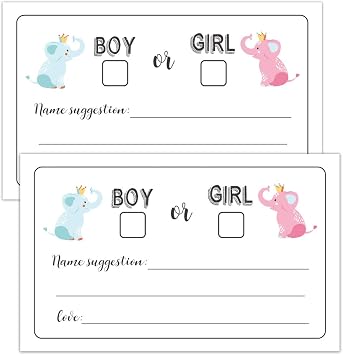 50 Gender Reveal Vote Cards, Gender Reveal Baby Shower Voting Cards for Boy or Girl, Gender Reveal Party Games, 3.5 X 2 Inches.