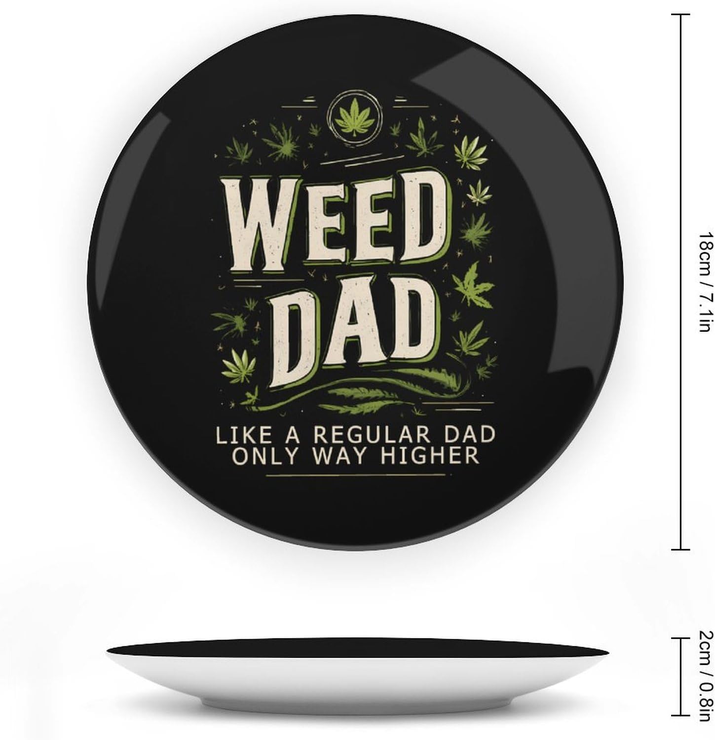 Funny Weed Dad Decorative Plates for Display Ceramic Plate Tray with Stand Hanger Home Decor