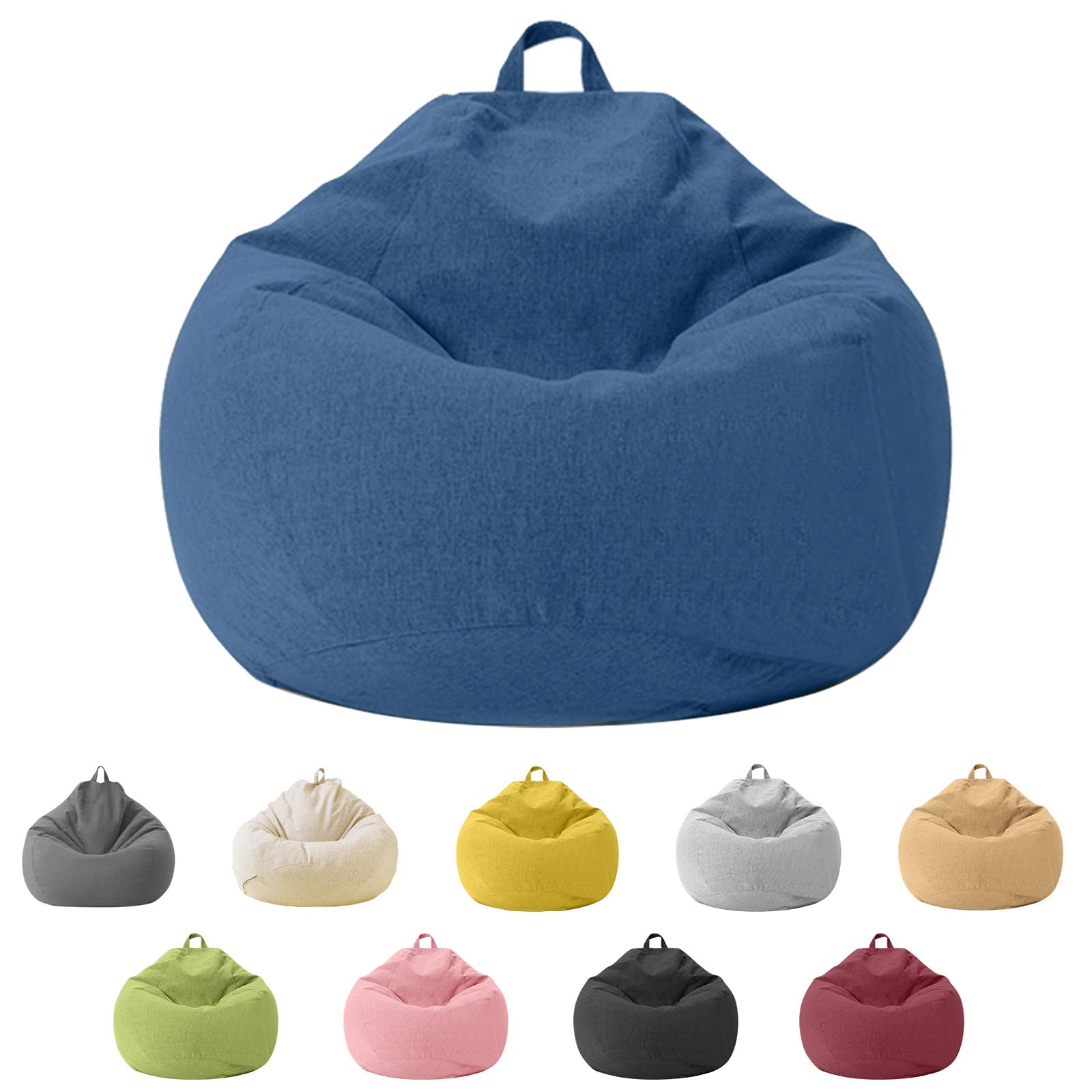 Pouf pour enfants et adultes avec housse XL bleu foncé en tissu premium durable