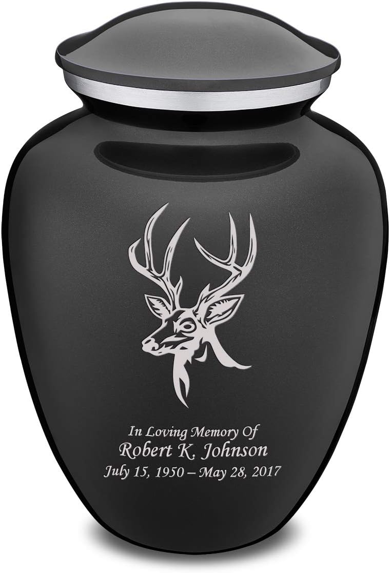 Geturns - Adult Personalized Deer Cremation Urns for Human Ashes I Large Charcoal Funeral Urn for Men and Women I 200 lbs
