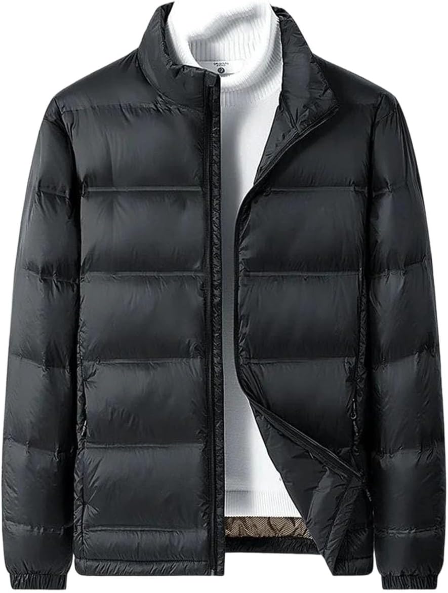 Men's Puffer Business Casual Stand Collar Trenchcoats Padded Warm Down Jackets Coat