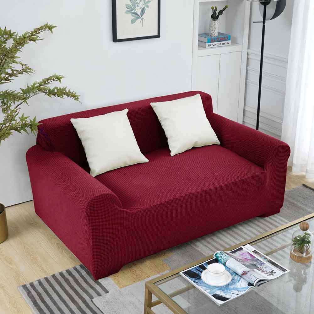 Housse de canapé extensible XL bordeaux, protection de meuble élastique universelle