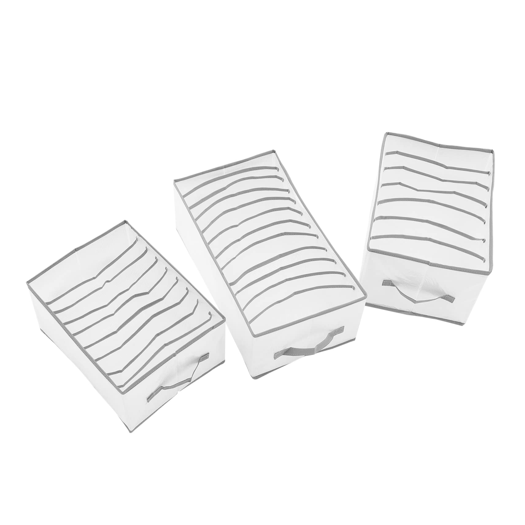 GLEAVI 3Pcs Clothes Organizers Capacity Multi Grids Storage Box for Wardrobe Bedroom Dresser Grey Transparent Design for Efficient Clothes Organization